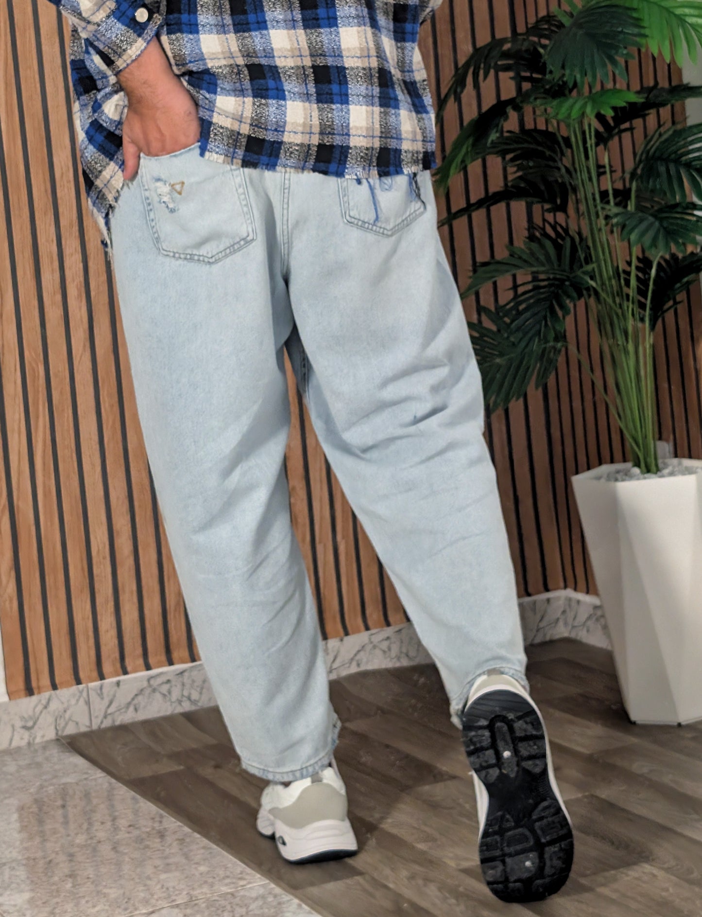 Jeans Zara washed blue (délavé boyfriend baggy)