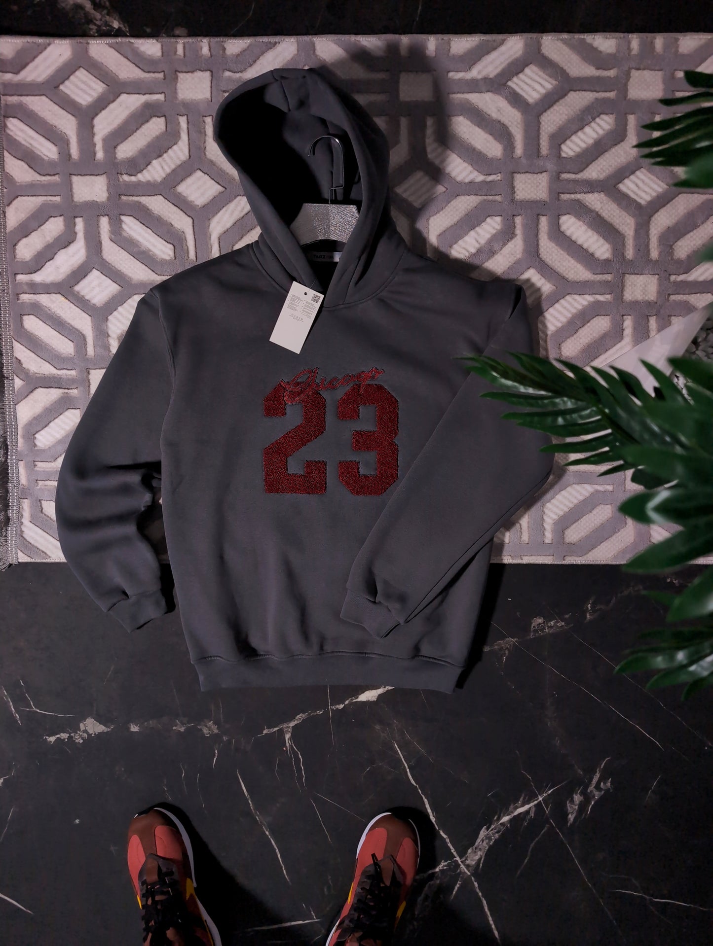 23 Embroidered Hoodie – Charcoal Edition