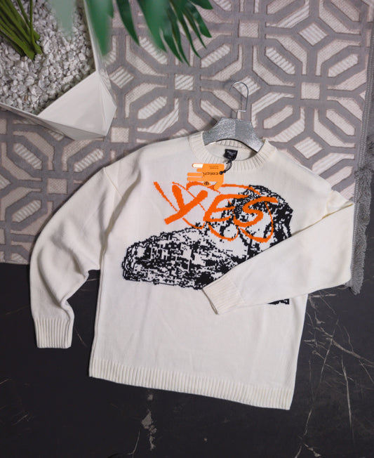 Knitted sweatshirt original catchjeans 💯 (Blanc et noir)