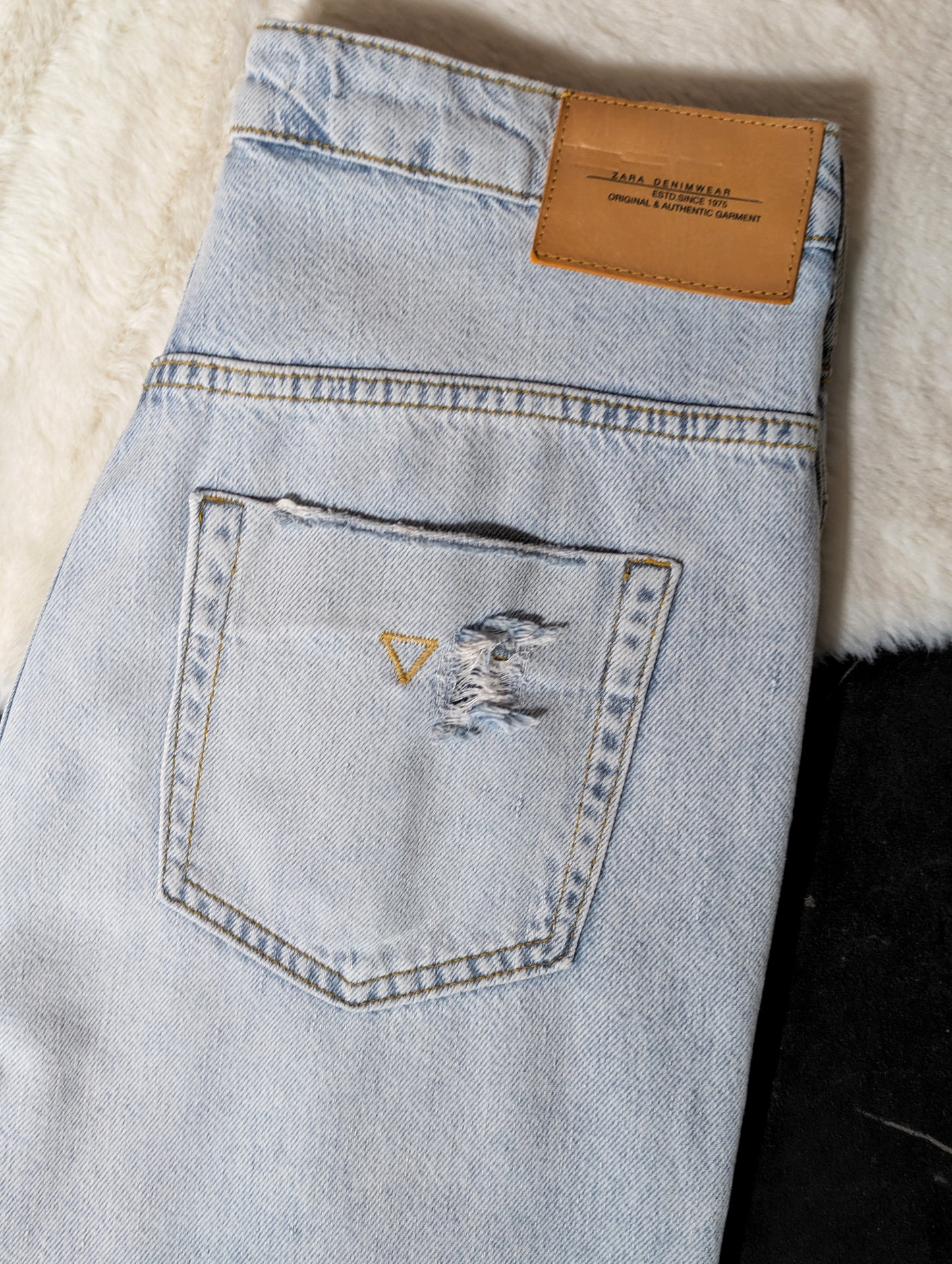 Jeans Zara washed blue (délavé boyfriend baggy)