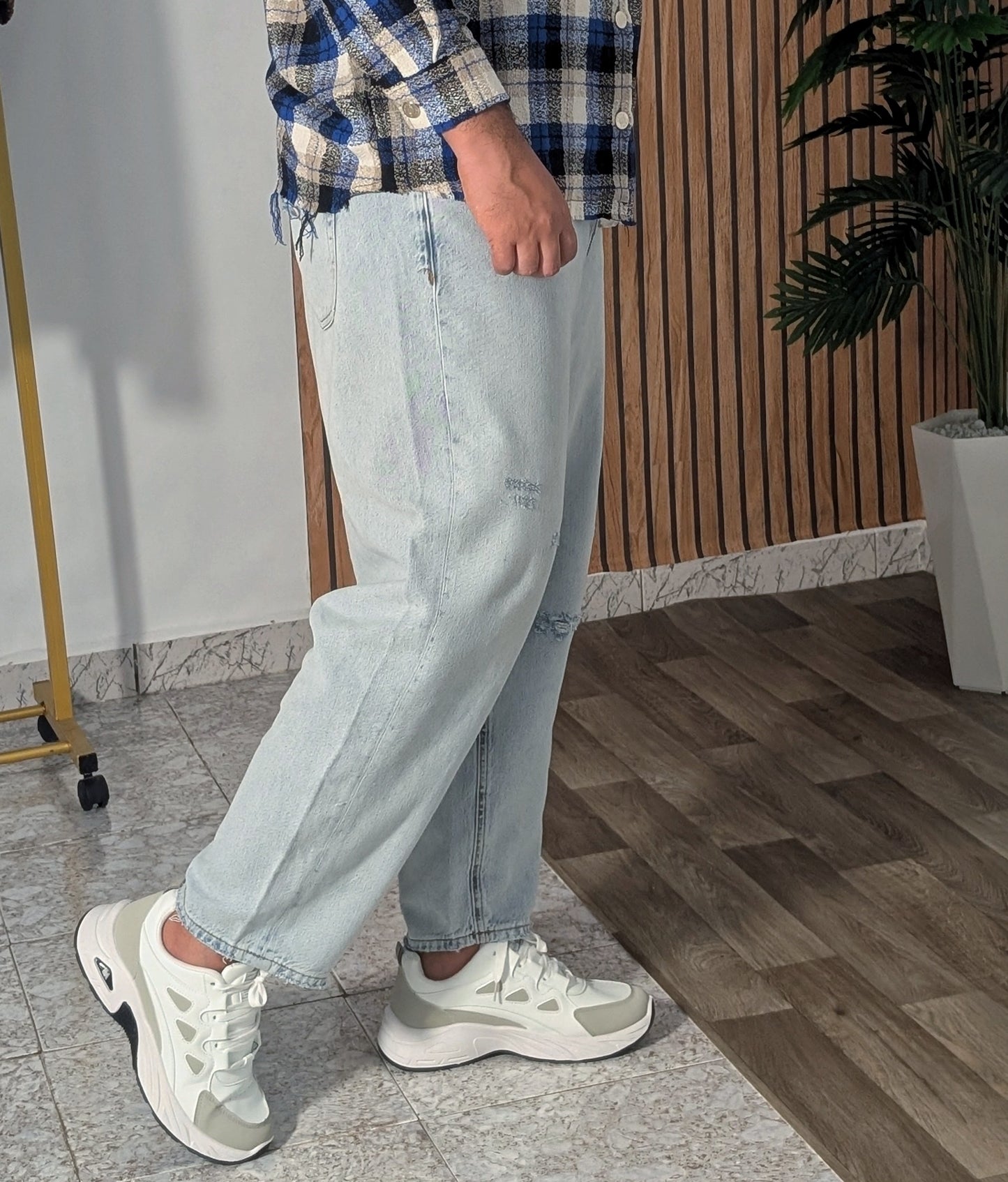 Jeans Zara washed blue (délavé boyfriend baggy)