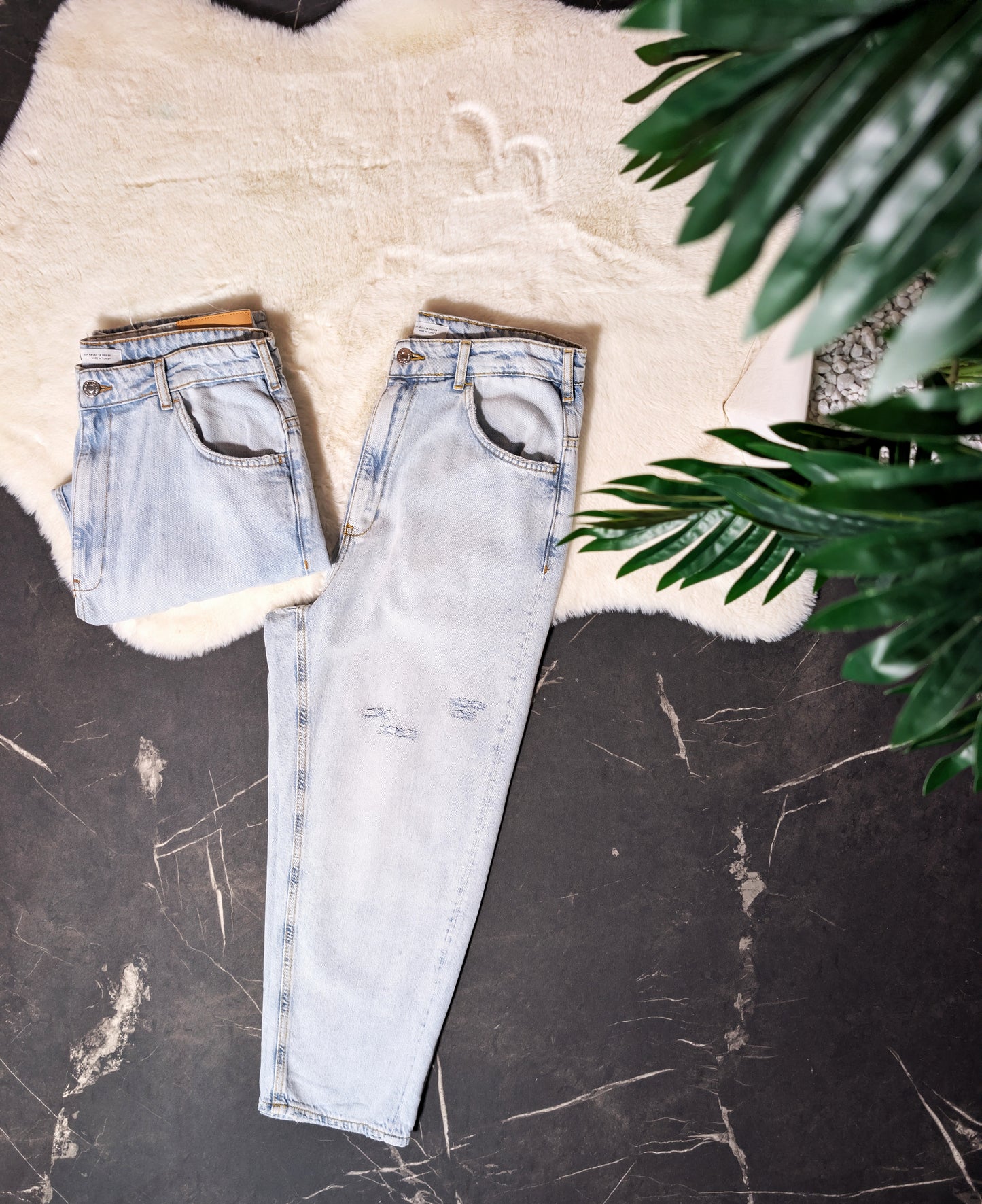 Jeans Zara washed blue (délavé boyfriend baggy)